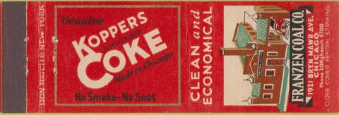 Matchbook Cover - Franzen Coal Chicago IL Koppers Coke