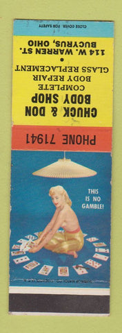 Matchbook Cover - Chuck & Don Body Shop Bucyrus OH pinup SAMPLE #2