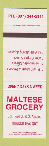 Matchbook Cover - Maltese Grocery Thunder Bay ON SAMPLE