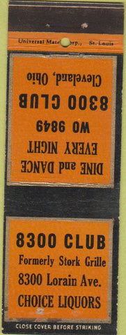 Matchbook Cover - 8300 Club Cleveland OH Stork Grille