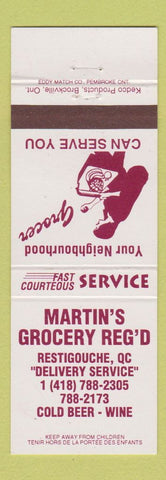 Matchbook Cover - Martin's gRocery Restigouche QC