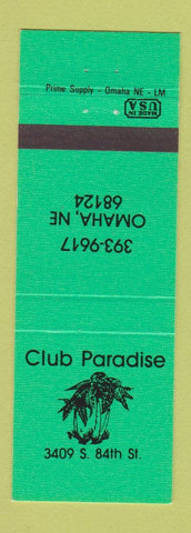 Matchbook Cover - Club Paradise Omaha NE NEON GREEN