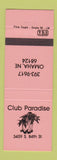 Matchbook Cover - Club Paradise Omaha NE NEON ORANGE
