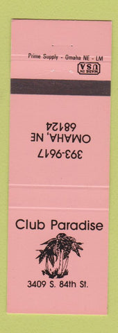 Matchbook Cover - Club Paradise Omaha NE NEON ORANGE