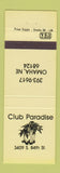 Matchbook Cover - Club Paradise Omaha NE NEON YELLOW
