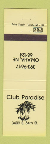 Matchbook Cover - Club Paradise Omaha NE NEON YELLOW