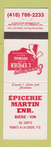 Matchbook Cover - Epicerie Martin Pointe A La Croix QC