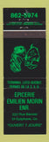 Matchbook Cover - Epicerie Emilien Morin St Epiphane QC