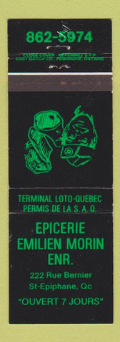 Matchbook Cover - Epicerie Emilien Morin St Epiphane QC
