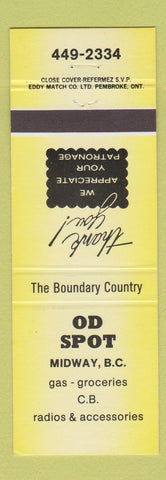 Matchbook Cover - OD Spot Midway BC oil gas grocery