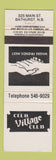 Matchbook Cover - Club Village Club Bathurst NB