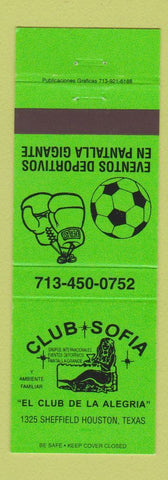 Matchbook Cover - Club Sofia Houston TX girlie boxing gloves
