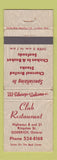 Matchbook Cover - Club Restaurant Goderich ON