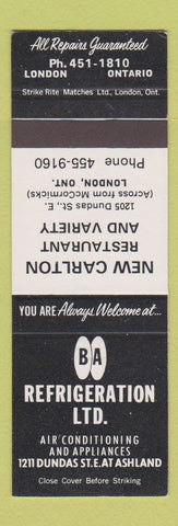 Matchbook Cover - New Carlton Restaurant London ON SAMPLE