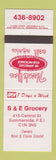 Matchbook Cover - S&E Grocery Summerside PEI PE