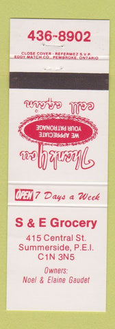 Matchbook Cover - S&E Grocery Summerside PEI PE