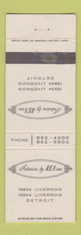 Matchbook Cover - Interiors By REA Detroit MI