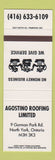 Matchbook Cover - Agostino Roofing North York ON SAMPLE