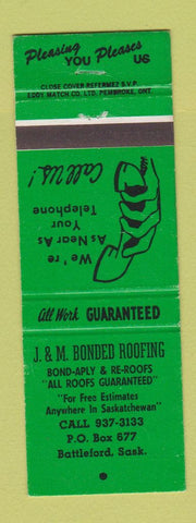 Matchbook Cover - Atlas Roofing North Battleford SK GREEN