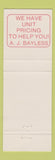Matchbook Cover - AJ Bayless Grocery Stores AZ