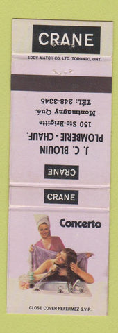 Matchbook Cover - Crane Bathroom Fixtures JC Blouin Montmagny QC girlie WEAR