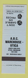 Matchbook Cover - ABC Warehouse Utica MI