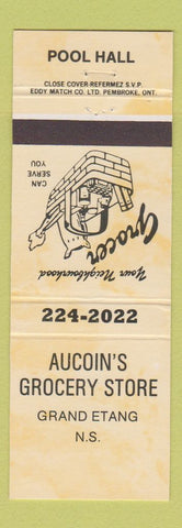 Matchbook Cover - Aucoin's grocery Store billiards Grand Etang NS YELLOW