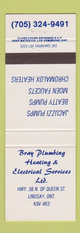 Matchbook Cover - Bray Plumbing Heating Lindsay ON