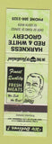 Matchbook Cover - Harkness Red White Grocery GREEN