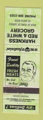 Matchbook Cover - Harkness Red White Grocery GREEN