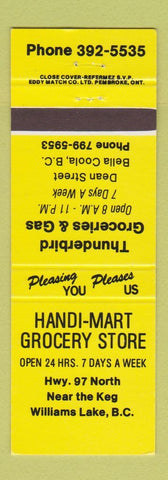 Matchbook Cover - Handi Mart Grocery Store Williams Lake BC