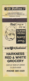 Matchbook Cover - Harkness Red White Grocery YELLOW