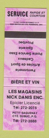 Matchbook Cover - Les Magasins Nick Danis Epicier Dubuc QC