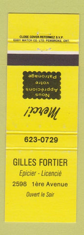 Matchbook Cover - Gilles Fortier Epicier QC WEAR