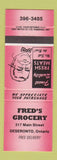 Matchbook Cover - Fred's Grocery Deseronto ON