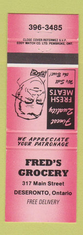 Matchbook Cover - Fred's Grocery Deseronto ON