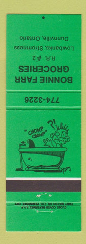 Matchbook Cover - Bonnie Farr Grocery Dunnville ON GREEN