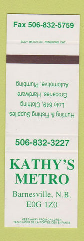 Matchbook Cover - Kathy's Metro Barnesville NB SAMPLE
