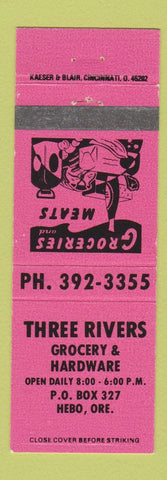 Matchbook Cover - Three Rivers Grocery Hardware Hebo OR