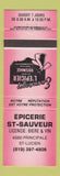 Matchbook Cover - Epicerie St Sauveur ST Lucien QC RED