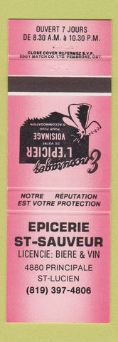 Matchbook Cover - Epicerie St Sauveur ST Lucien QC RED