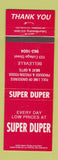 Matchbook Cover - Super Duper oil gas Belleville ON