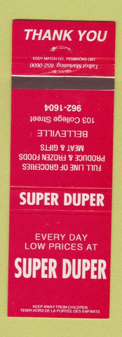 Matchbook Cover - Super Duper oil gas Belleville ON