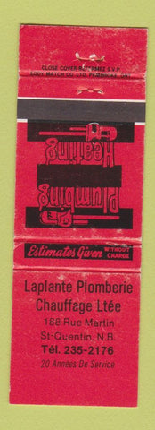 Matchbook Cover - Lapalnte Plomberie Chauffage ST Quentin NB WEAR