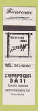 Matchbook Cover - Comptoir 9 A 11 Epicerie Victoriaville QC