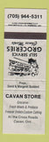 Matchbook Cover - Cavan Store Grocery Cavan ON