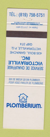 Matchbook Cover - Victoriaville Inc Plomberium QC