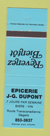 Matchbook Cover - Epicerie JG Dupont QC