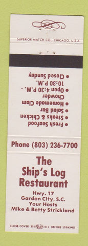 Matchbook Cover - Ship's Log Restaurant Garden City SC