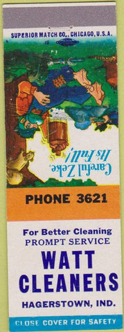 Matchbook Cover - Watt Cleaners Hagerstown IN hillbilly